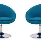 Manhattan Comfort Hopper Modern Upholstered Swivel Lounge Chair in Blue - Set of 2
