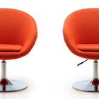 Manhattan Comfort Hopper Modern Upholstered Swivel Lounge Chair in Orange - Set of 2
