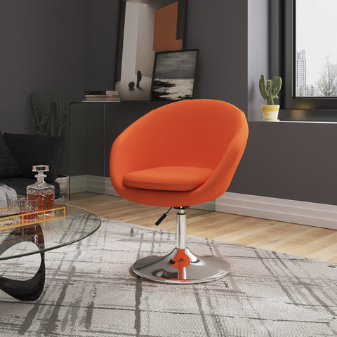 Manhattan Comfort Hopper Modern Upholstered Swivel Lounge Chair in Orange - Set of 2