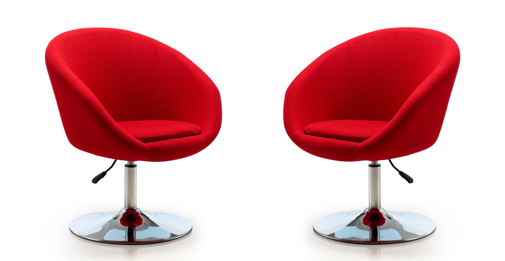 Manhattan Comfort Hopper Modern Upholstered Swivel Lounge Chair in Red - Set of 2