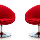 Manhattan Comfort Hopper Modern Upholstered Swivel Lounge Chair in Red - Set of 2