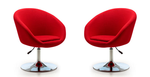 Manhattan Comfort Hopper Modern Upholstered Swivel Lounge Chair in Red - Set of 2