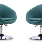 Manhattan Comfort Hopper Modern Upholstered Swivel Lounge Chair in Teal - Set of 2