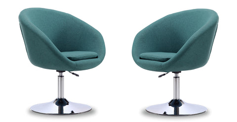 Manhattan Comfort Hopper Modern Upholstered Swivel Lounge Chair in Teal - Set of 2