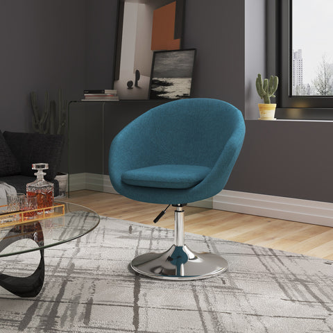 Manhattan Comfort Hopper Modern Upholstered Swivel Lounge Chair in Teal - Set of 2