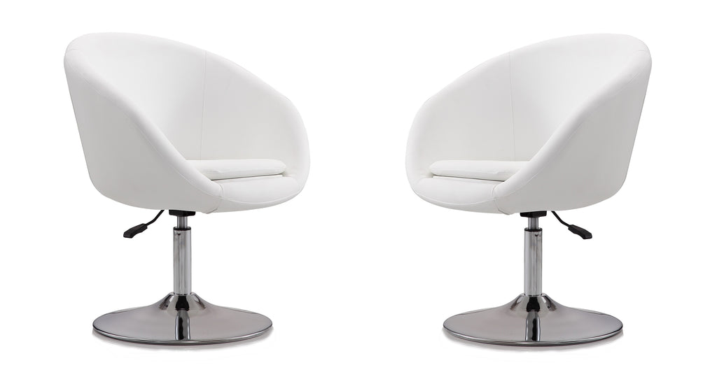 Manhattan Comfort Hopper Modern Upholstered Swivel Lounge Chair in White - Set of 2