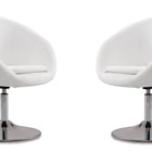 Manhattan Comfort Hopper Modern Upholstered Swivel Lounge Chair in White - Set of 2