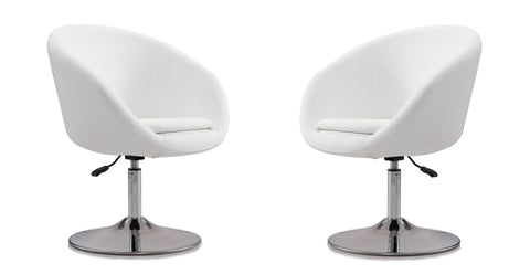 Manhattan Comfort Hopper Modern Upholstered Swivel Lounge Chair in White - Set of 2