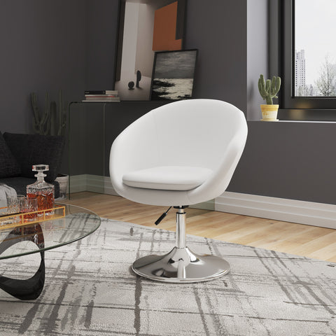 Manhattan Comfort Hopper Modern Upholstered Swivel Lounge Chair in White - Set of 2