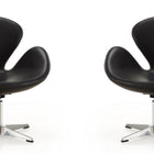 Manhattan Comfort Raspberry Modern Upholstered Swivel Lounge Chair in Black - Set of 2