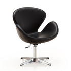 Manhattan Comfort Raspberry Modern Upholstered Swivel Lounge Chair in Black - Set of 2