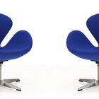 Manhattan Comfort Raspberry Modern Upholstered Swivel Lounge Chair in Blue - Set of 2