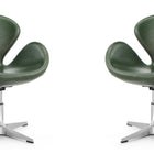 Manhattan Comfort Raspberry Modern Upholstered Swivel Lounge Chair in Forest Green - Set of 2