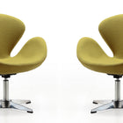 Manhattan Comfort Raspberry Modern Upholstered Swivel Lounge Chair in Green - Set of 2