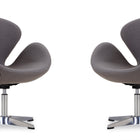 Manhattan Comfort Raspberry Modern Upholstered Swivel Lounge Chair in Gray - Set of 2