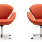 Manhattan Comfort Raspberry Modern Upholstered Swivel Lounge Chair in Orange - Set of 2