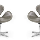 Manhattan Comfort Raspberry Modern Upholstered Swivel Lounge Chair in Pebble Gray - Set of 2