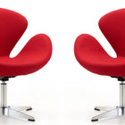 Manhattan Comfort Raspberry Modern Upholstered Swivel Lounge Chair in Red - Set of 2