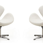 Manhattan Comfort Raspberry Modern Upholstered Swivel Lounge Chair in White - Set of 2