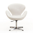 Manhattan Comfort Raspberry Modern Upholstered Swivel Lounge Chair in White - Set of 2