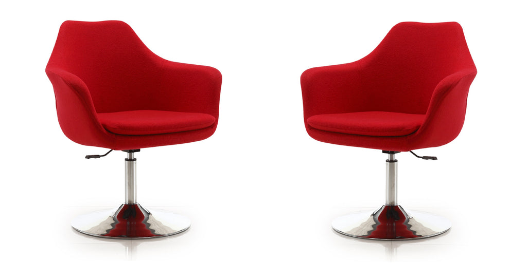 Manhattan Comfort Kinsey Modern Wool Blend Swivel Lounge Chair in Red - Set of 2