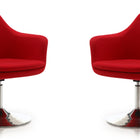 Manhattan Comfort Kinsey Modern Wool Blend Swivel Lounge Chair in Red - Set of 2