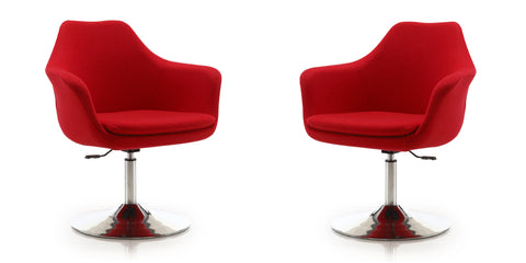 Manhattan Comfort Kinsey Modern Wool Blend Swivel Lounge Chair in Red - Set of 2
