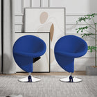 Manhattan Comfort Curl Modern Wool Blend Swivel Lounge Chair in Blue - Set of 2