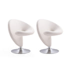 Manhattan Comfort Curl Modern Wool Blend Swivel Lounge Chair in Cream - Set of 2
