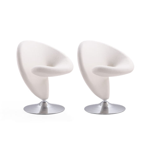 Manhattan Comfort Curl Modern Wool Blend Swivel Lounge Chair in Cream - Set of 2