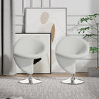 Manhattan Comfort Curl Modern Wool Blend Swivel Lounge Chair in Cream - Set of 2