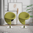 Manhattan Comfort Curl Modern Wool Blend Swivel Lounge Chair in Green - Set of 2