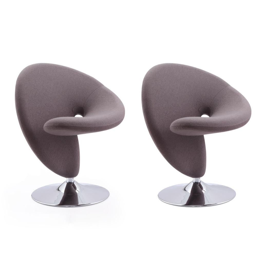 Manhattan Comfort Curl Modern Wool Blend Swivel Lounge Chair in Gray - Set of 2