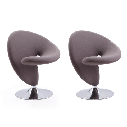 Manhattan Comfort Curl Modern Wool Blend Swivel Lounge Chair in Gray - Set of 2