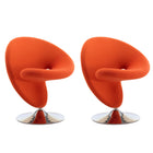 Manhattan Comfort Curl Modern Wool Blend Swivel Lounge Chair in Orange - Set of 2