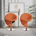 Manhattan Comfort Curl Modern Wool Blend Swivel Lounge Chair in Orange - Set of 2