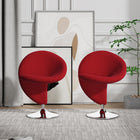 Manhattan Comfort Curl Modern Wool Blend Swivel Lounge Chair in Red - Set of 2