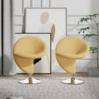 Manhattan Comfort Curl Modern Wool Blend Swivel Lounge Chair in Yellow - Set of 2