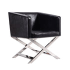 Manhattan Comfort Hollywood Contemporary Vegan Leather Accent Armchair in Black - Set of 2