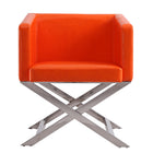 Manhattan Comfort Hollywood Contemporary Vegan Leather Accent Armchair in Orange - Set of 2