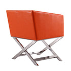 Manhattan Comfort Hollywood Contemporary Vegan Leather Accent Armchair in Orange - Set of 2