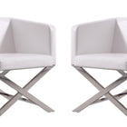 Manhattan Comfort Hollywood Contemporary Vegan Leather Accent Armchair in White - Set of 2
