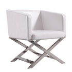 Manhattan Comfort Hollywood Contemporary Vegan Leather Accent Armchair in White - Set of 2