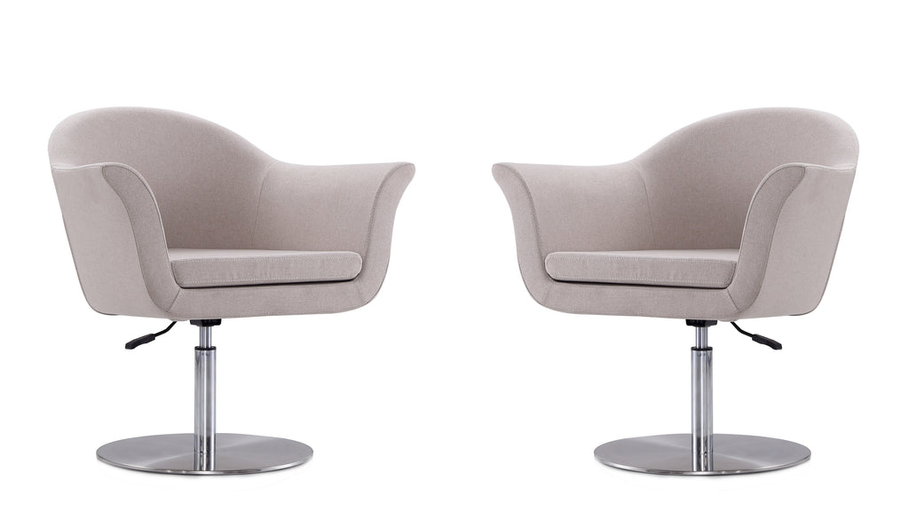 Manhattan Comfort Voyager Modern Woven Blend Swivel Lounge Chair in Barley - Set of 2