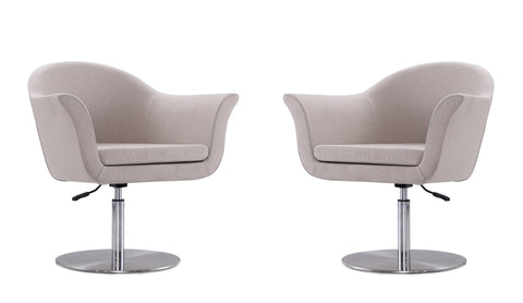 Manhattan Comfort Voyager Modern Woven Blend Swivel Lounge Chair in Barley - Set of 2