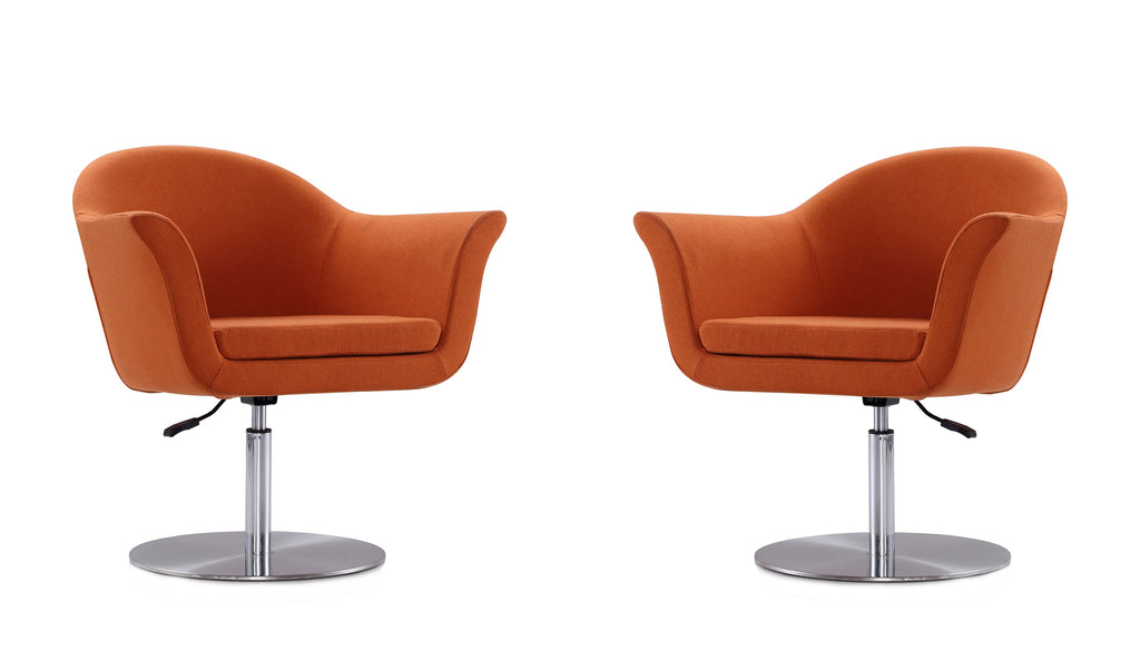 Manhattan Comfort Voyager Modern Woven Blend Swivel Lounge Chair in Orange - Set of 2