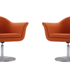 Manhattan Comfort Voyager Modern Woven Blend Swivel Lounge Chair in Orange - Set of 2