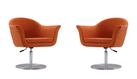 Manhattan Comfort Voyager Modern Woven Blend Swivel Lounge Chair in Orange - Set of 2