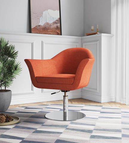 Manhattan Comfort Voyager Modern Woven Blend Swivel Lounge Chair in Orange - Set of 2
