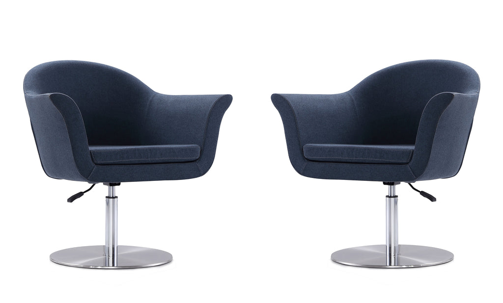 Manhattan Comfort Voyager Modern Woven Blend Swivel Lounge Chair in Smokey Blue - Set of 2